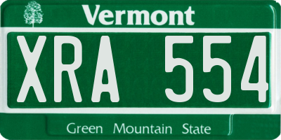 VT license plate XRA554