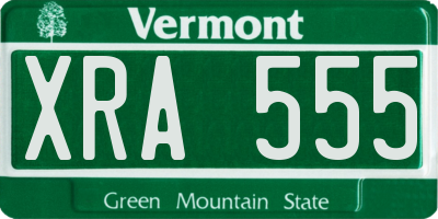VT license plate XRA555