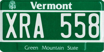 VT license plate XRA558