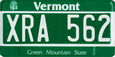 VT license plate XRA562