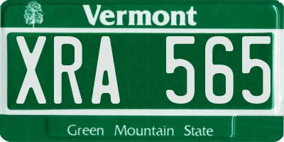 VT license plate XRA565