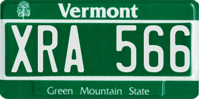 VT license plate XRA566