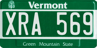 VT license plate XRA569