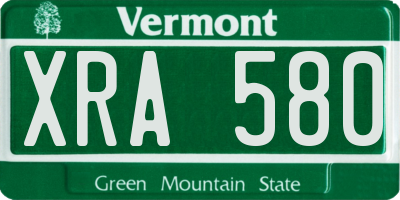 VT license plate XRA580
