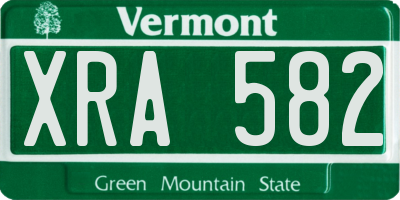 VT license plate XRA582