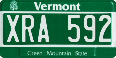VT license plate XRA592