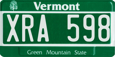 VT license plate XRA598