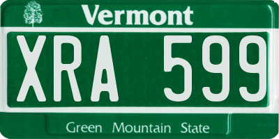 VT license plate XRA599