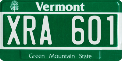 VT license plate XRA601