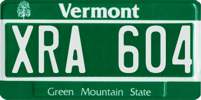 VT license plate XRA604