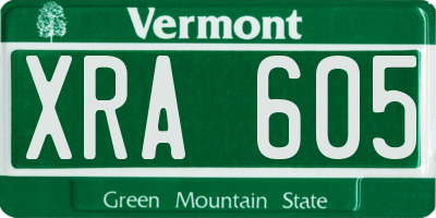 VT license plate XRA605