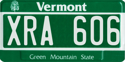 VT license plate XRA606