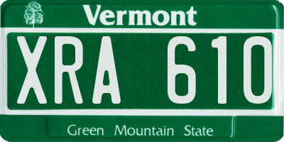 VT license plate XRA610