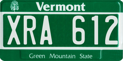 VT license plate XRA612