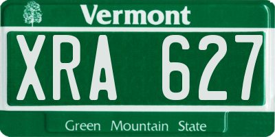 VT license plate XRA627