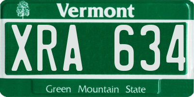 VT license plate XRA634