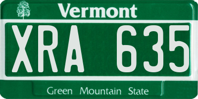 VT license plate XRA635