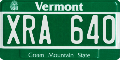 VT license plate XRA640