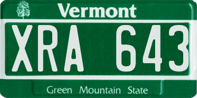 VT license plate XRA643