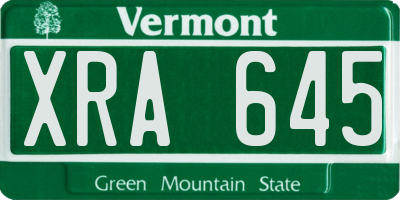VT license plate XRA645