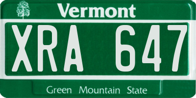 VT license plate XRA647