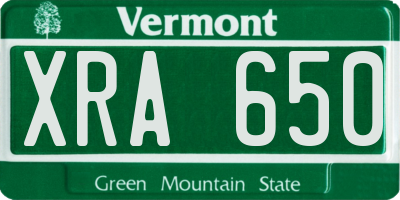 VT license plate XRA650