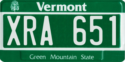 VT license plate XRA651
