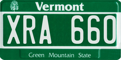 VT license plate XRA660