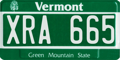 VT license plate XRA665