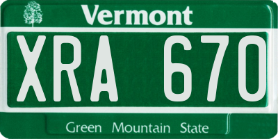 VT license plate XRA670