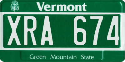 VT license plate XRA674