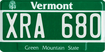 VT license plate XRA680