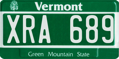 VT license plate XRA689