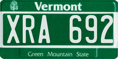 VT license plate XRA692