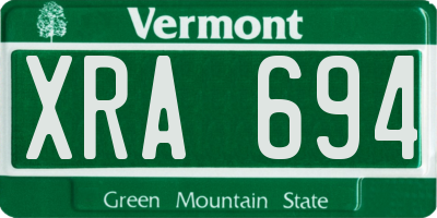 VT license plate XRA694