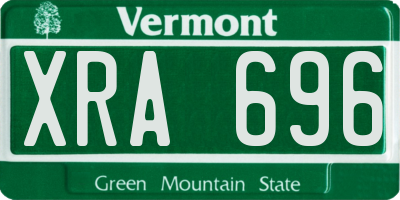VT license plate XRA696