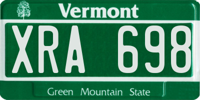 VT license plate XRA698