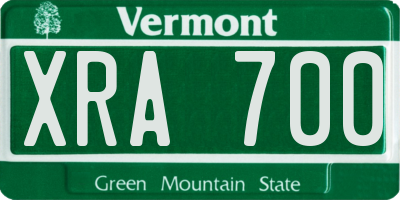 VT license plate XRA700