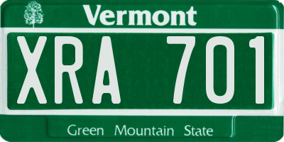 VT license plate XRA701