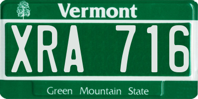 VT license plate XRA716