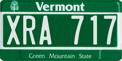 VT license plate XRA717