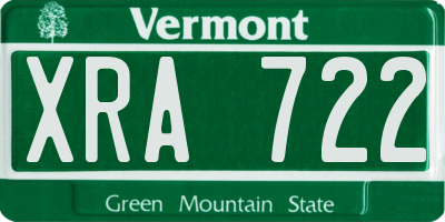 VT license plate XRA722