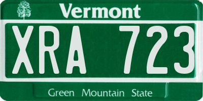 VT license plate XRA723