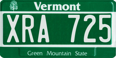 VT license plate XRA725