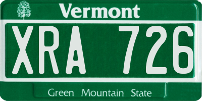 VT license plate XRA726