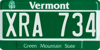VT license plate XRA734