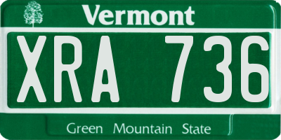 VT license plate XRA736