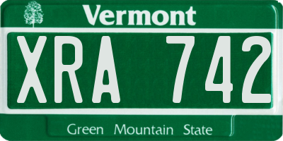 VT license plate XRA742