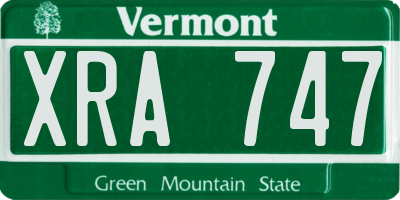 VT license plate XRA747