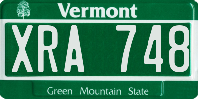 VT license plate XRA748